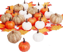 Künstliches Kürbis-Deko-Set, Mini-Kürbisse, Ahornblätter