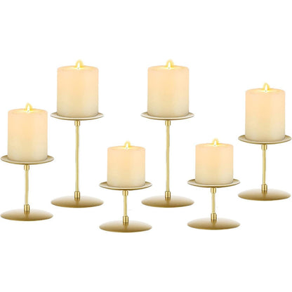 Metall Kerzenständer Gold 6er Set für Stumpenkerzen Vintage