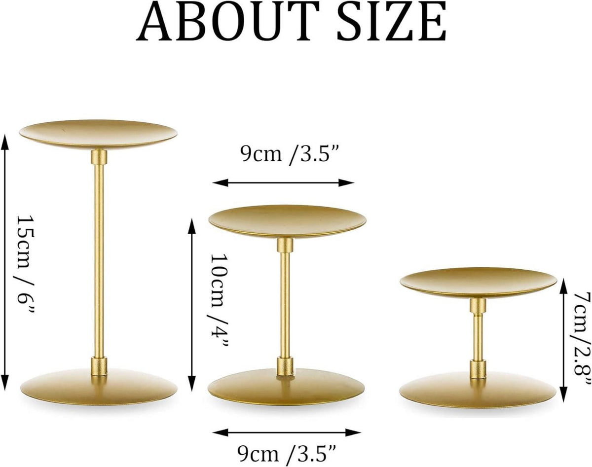 Goldene Metall Kerzenständer 6er Set für Stumpenkerzen - Vintage Modern Deko