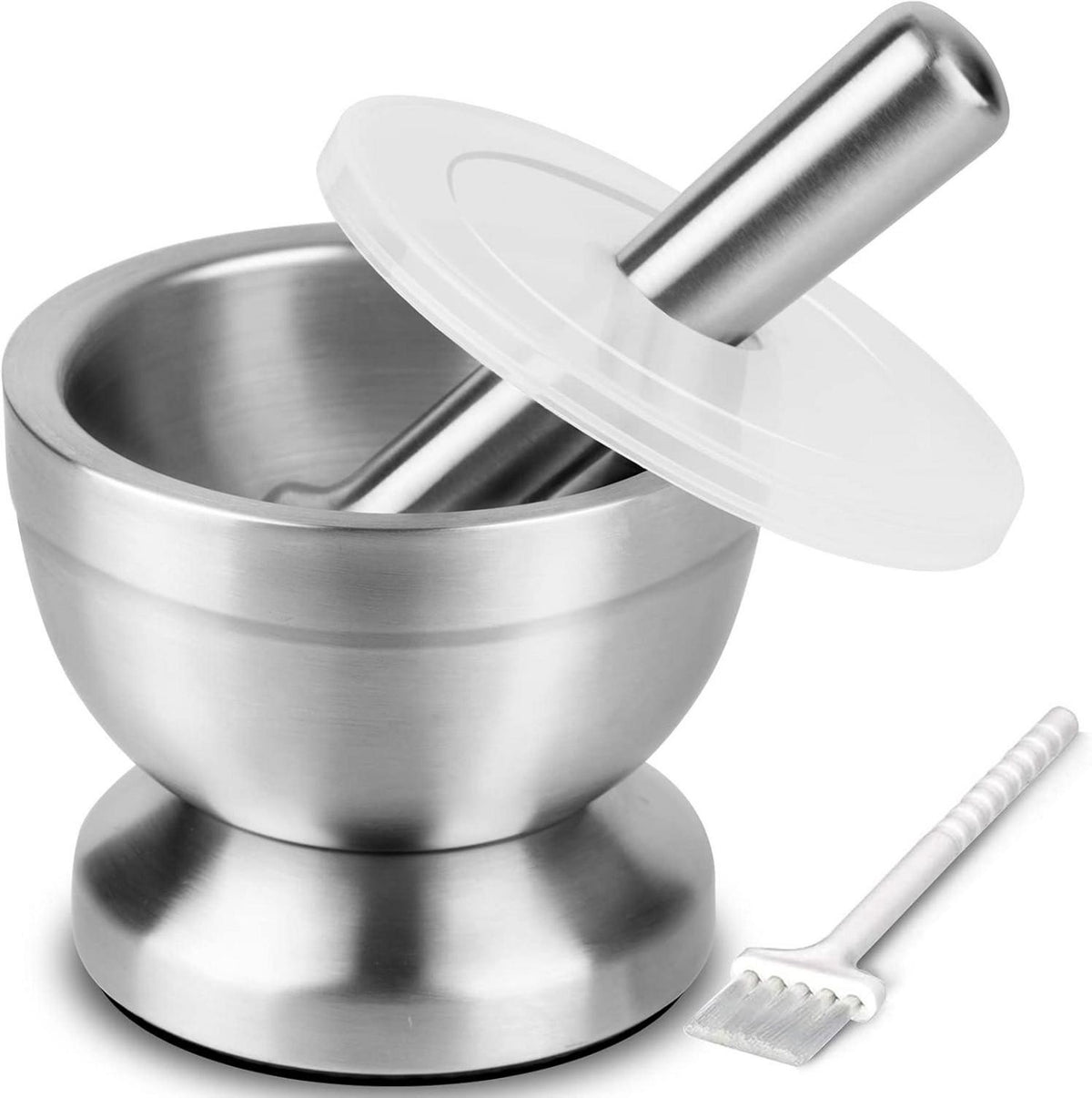 Mörser und Stößel 18/8-Edelstahl Pinsel Gewürzmühle Pesto-Pulver 350ml