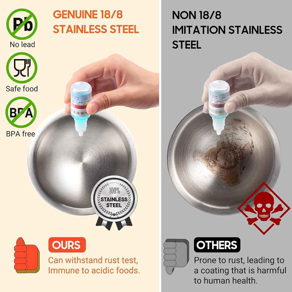 Edelstahl Mörser Stößel 18/8 350ml Pillenzerkleinerer