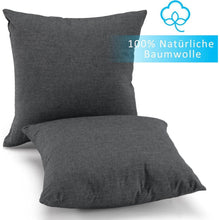 2er Set Kissenbezug 40x40 cm Dunkelgrau - Gewaschene