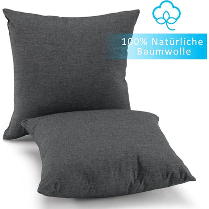 2er Set Kissenbezug 40x40 cm Dunkelgrau - Gewaschene