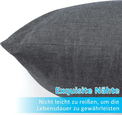 2er Set Kissenbezug 40x40 cm Dunkelgrau Baumwolle Reißverschluss Oeko-TEX