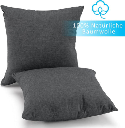 Kissenbezug 2er Set 40x40 cm Dunkelgrau Baumwolle Oeko-TEX zertifiziert