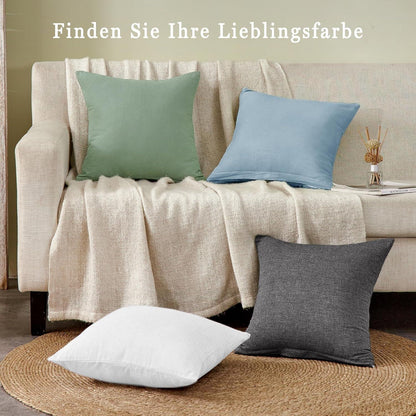 2er Set Kissenbezüge 80x80 cm Dunkelgrau Gewaschene Baumwolle