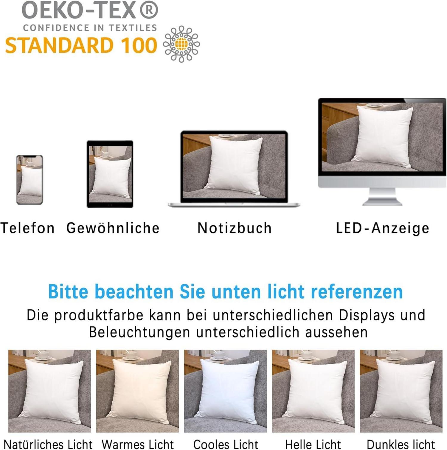 Kissenbezug 2er Set 40x40 cm Weiß Baumwolle Reißverschluss