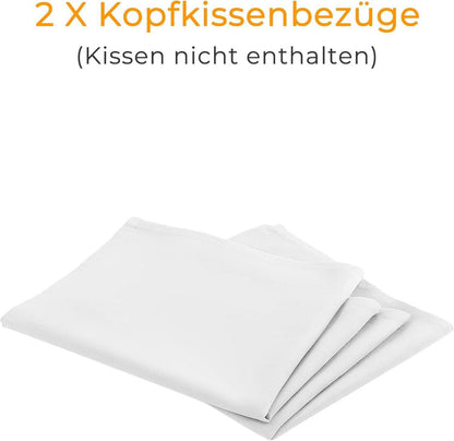 Kissenbezug 2er Set 40x80 cm Weiß Baumwolle Leinen-Optik