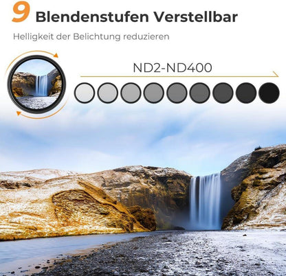 ND2-ND400 Variabler Filter 1-9 Stop Slim Graufilter 58mm