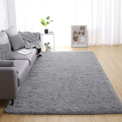 Hochflor Teppich Flauschig Grau Rosa Weiß 160x230cm