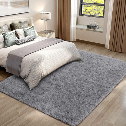 Hochflor Teppich in Grau 160x230cm - Modernes Flauschiges