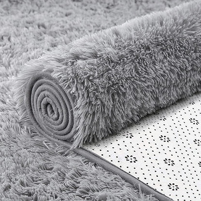 Teppich Wohnzimmer Flauschig Hochflor Modern Grau 160x230cm