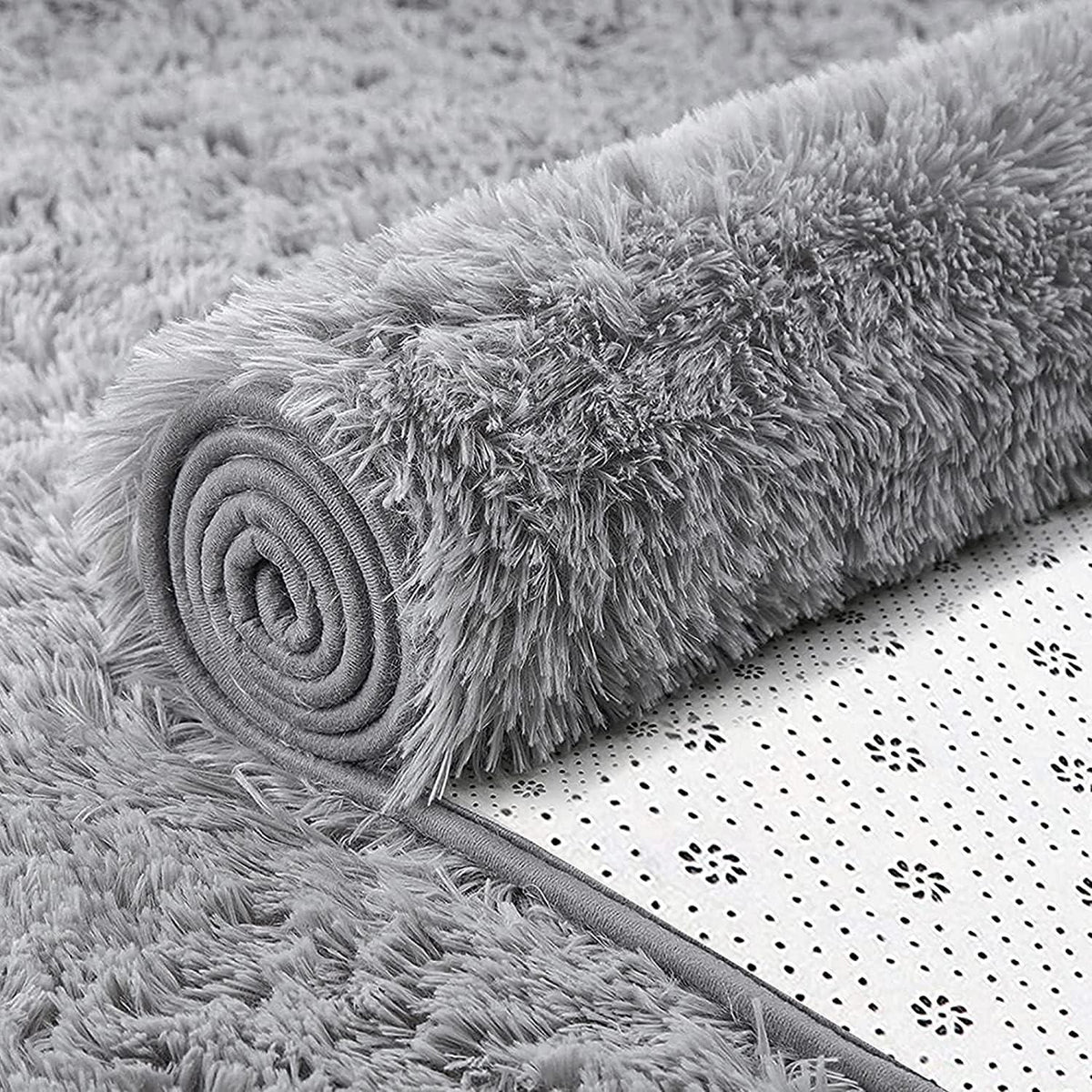 Teppich Wohnzimmer Flauschig Hochflor Modern Grau 160x230cm