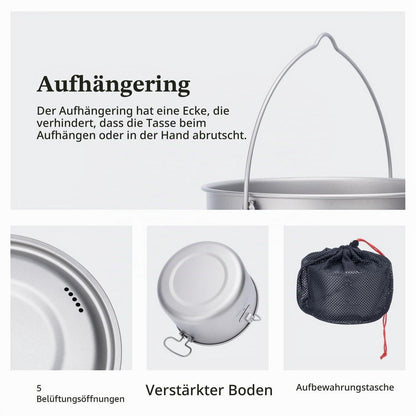 Titan Camping Kochset 1.3L/1.95L/2.9L Topf mit Deckel
