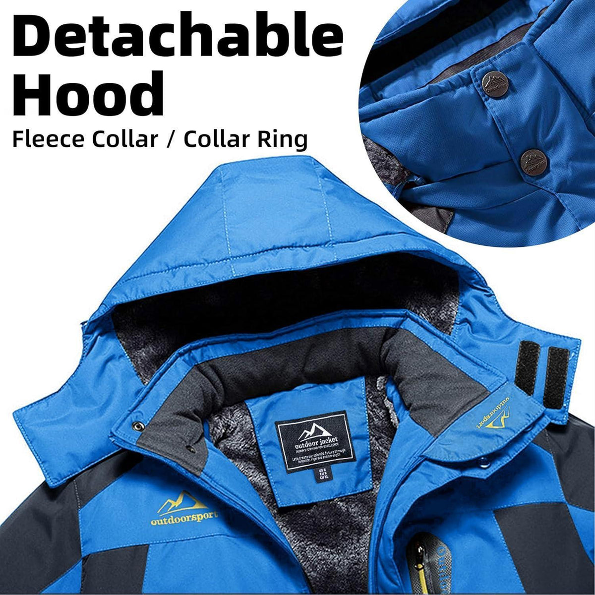 Herren Fleecejacke Winter Warm Skijacke Blau XXL