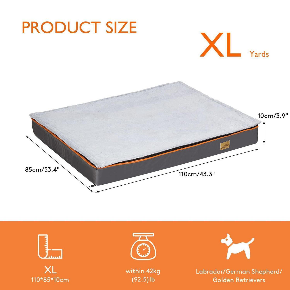 Orthopädisches Hundebett grau, groß – Flauschig & Gelenkschonend