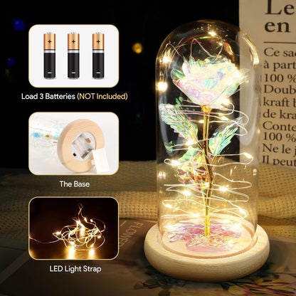 ADAZ Ewige Rose im Glas mit LED-Licht, Geschenk für Frauen