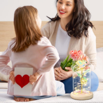 ADAZ Ewige Rose im Glas mit LED-Licht, Geschenk für Frauen