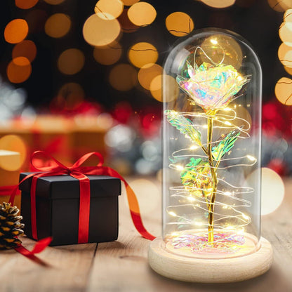 ADAZ Ewige Rose im Glas mit LED-Licht, Geschenk für Frauen