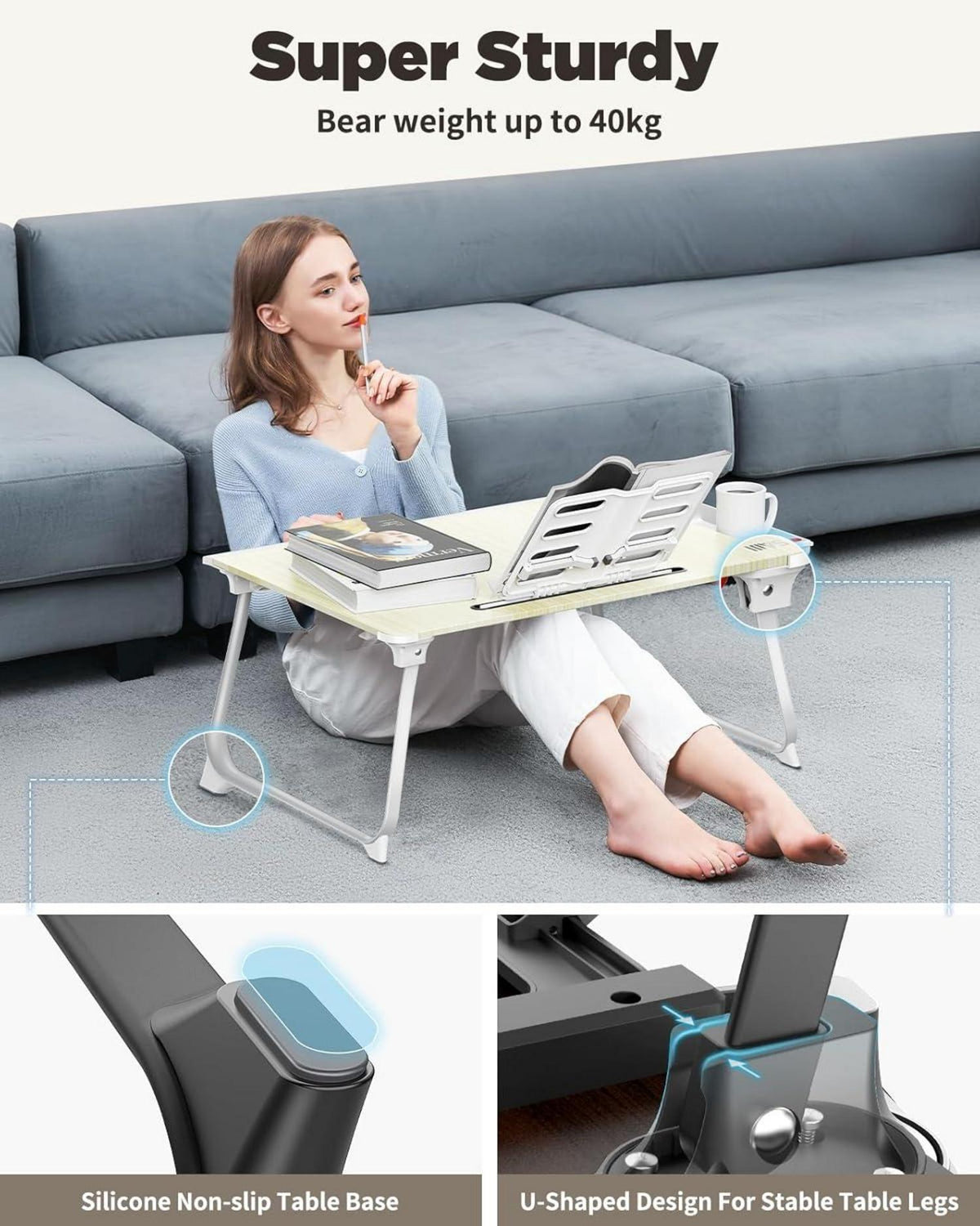 XXL Laptop Tisch klappbar Bett für Lernen Arbeiten Essen mit Schublade