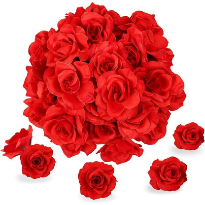 Künstliche Rosenköpfe Rot 50 Stück 6cm für Deko & Basteln