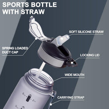 NAVTUE 1L Sport-Wasserflasche mit Strohhalm und