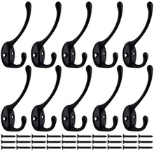 10x Kleiderhaken Schwarz Matt Vintage Wandhaken für Garderobe