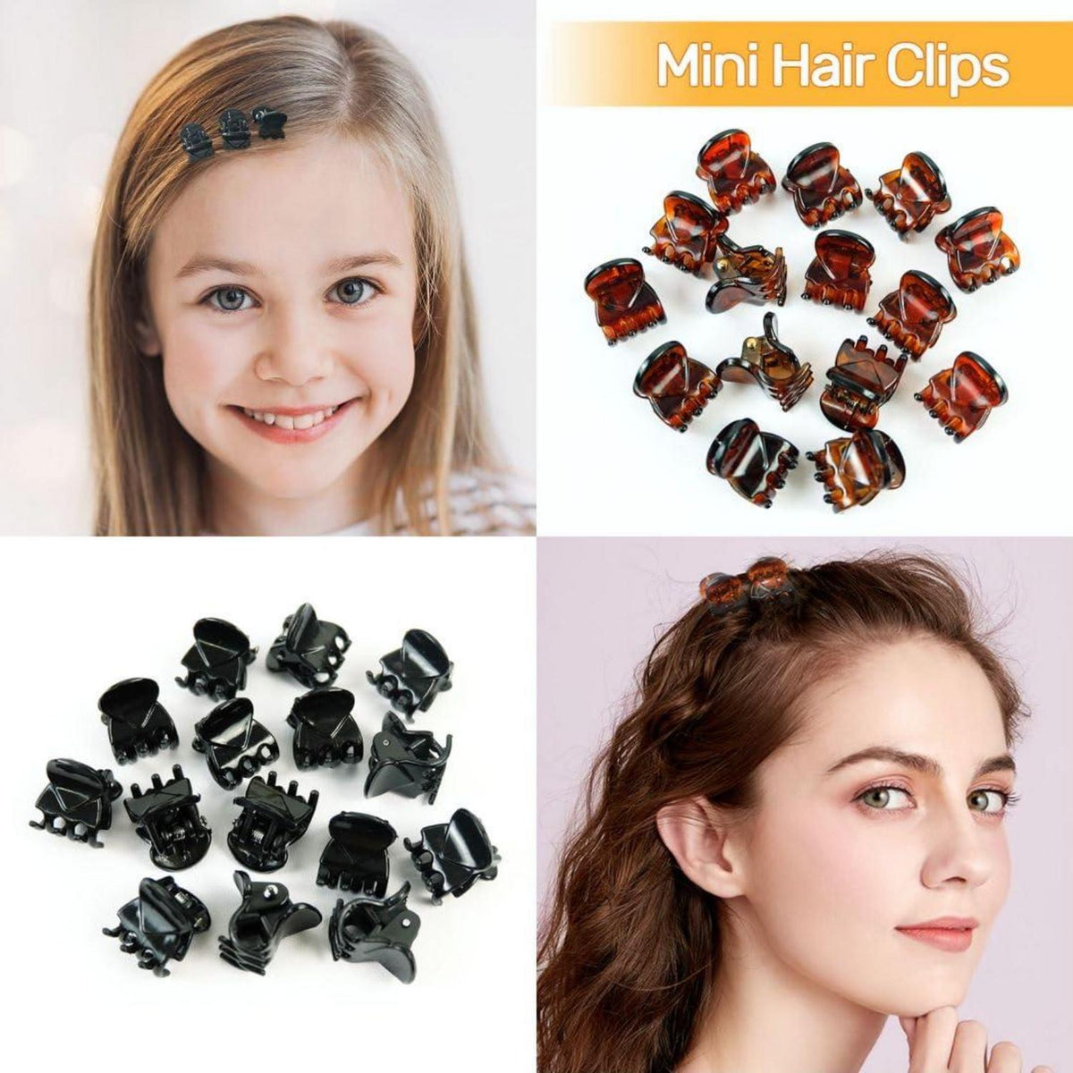 30 Stück Mini Haar Clips Schwarz Braun Haarspangen Frau Mädchen