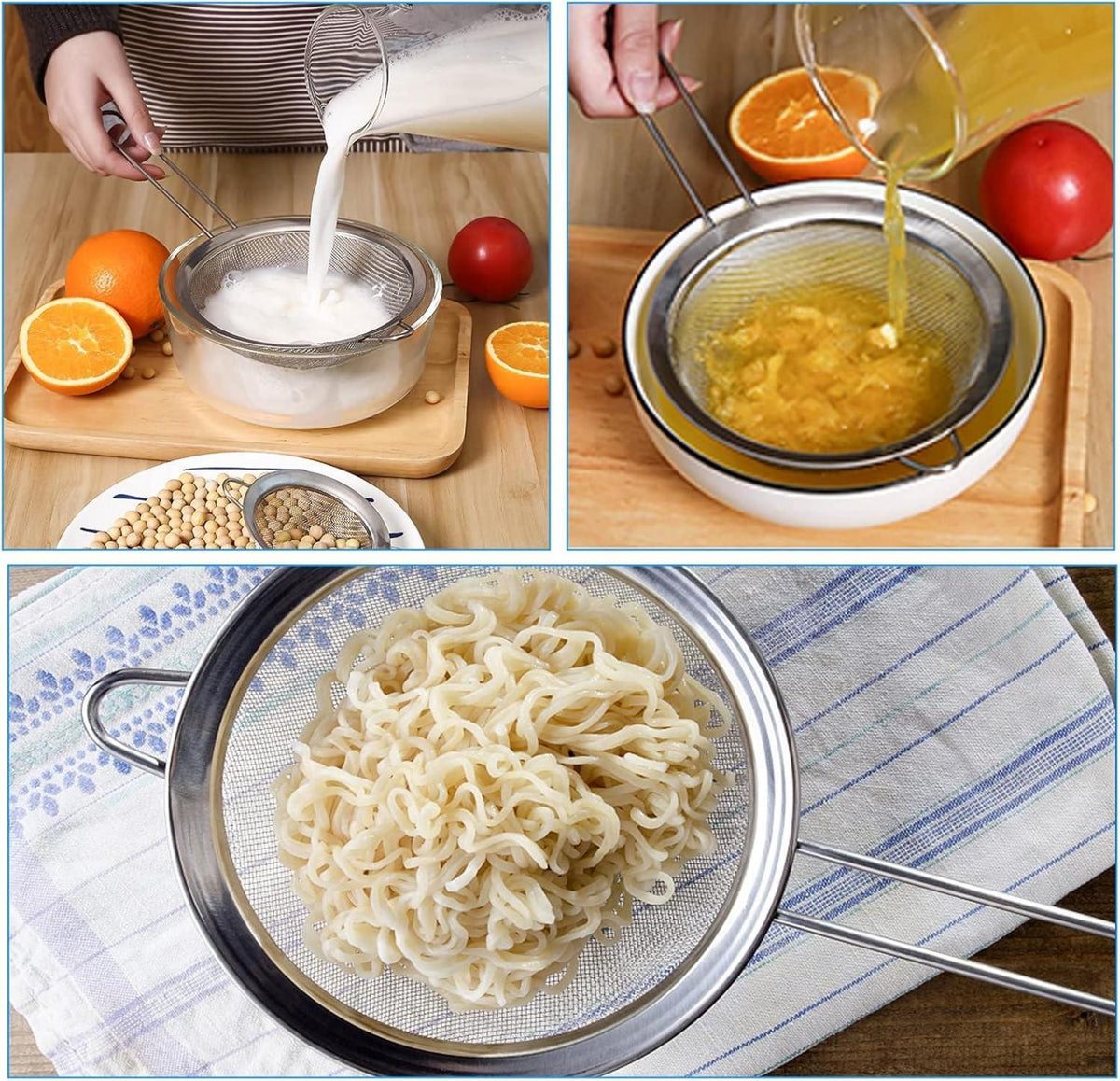 Edelstahl Küchensieb 7cm feinmaschig Tee Saft Reis Obst Waschen