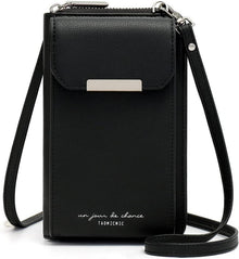 Handytasche Damen Umhängetasche Geldbörse PU Leder Crossbody Schwarz