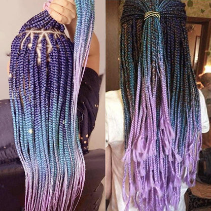 24 Zoll Ombre Jumbo Braid Haarverlängerung - Lila Blau Türkis