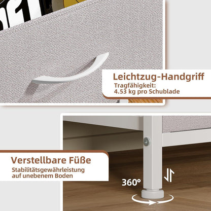 Somdot Kommode mit 5 Stoffschubladen – Aschgrau, 30x42x114,5 cm