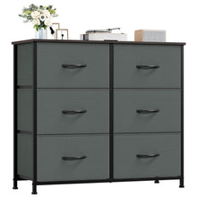 Kommode mit 6 Stoffschubladen – Grau, 30x80x71,5 cm