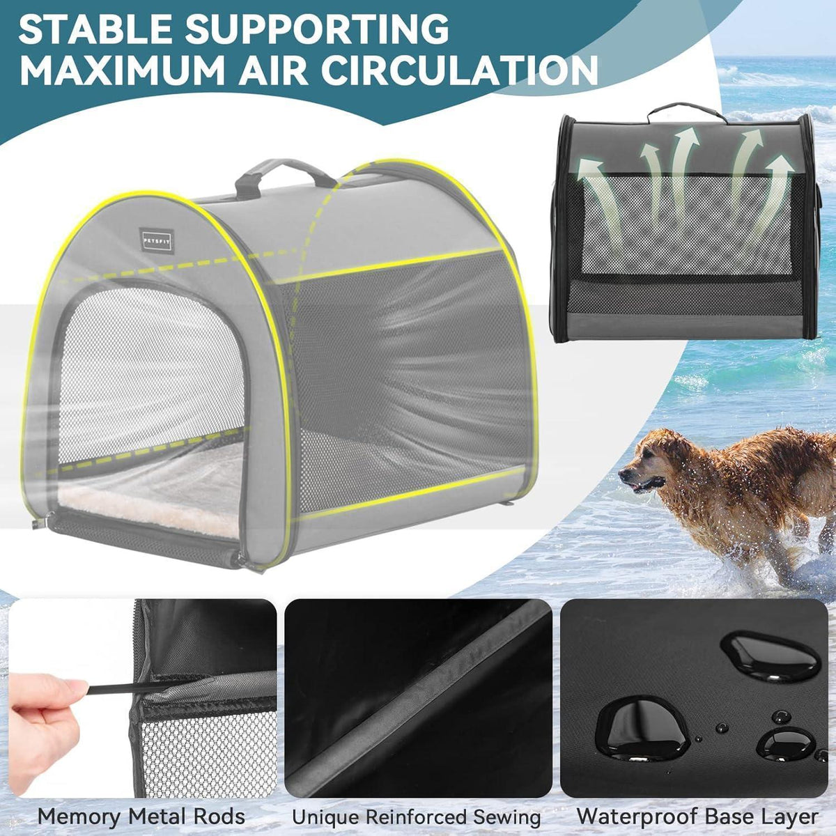 Tragbare Hundebox Grau – Weiche Reisebox für Hunde & Katzen