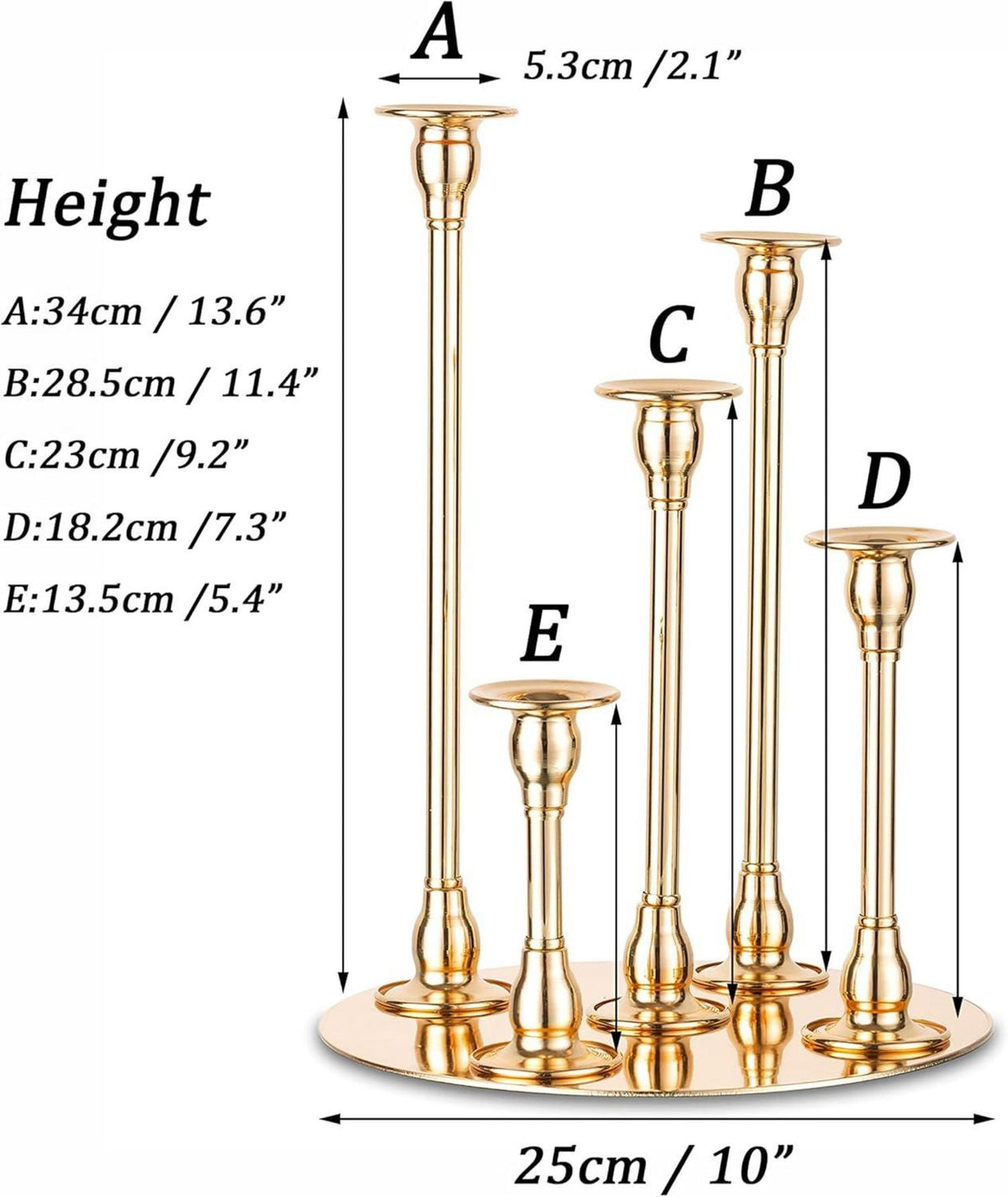 Kerzenleuchter 5-armig Gold Metall Tischdeko Hochzeit Weihnachten