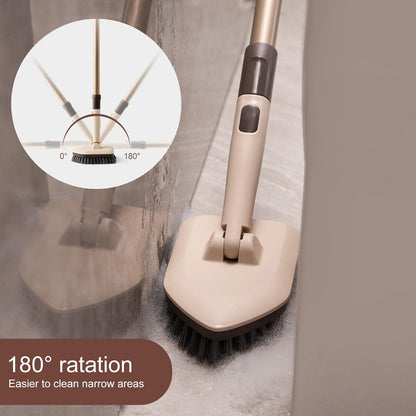2-in-1 Badewannenbürste mit Stiel 127cm, steife Borsten & Schwammpads