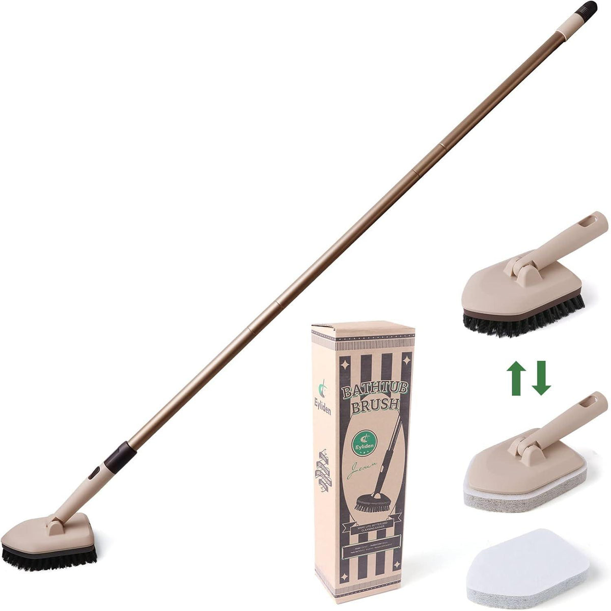 Eyliden 2 in 1 Schrubber mit Stiel 127cm, Badewannen- und Fliesenreinigung