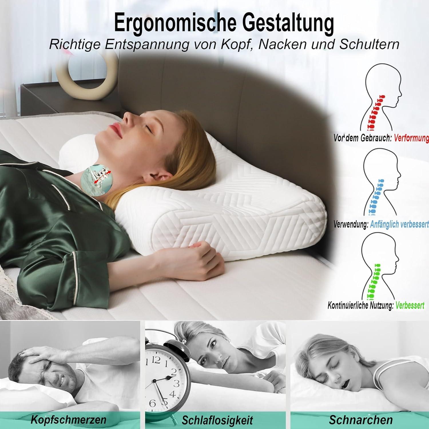 Orthopädisches Memory Foam Nackenstützkissen mit Bezug in