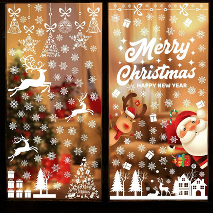 9 Blatt Weihnachts-Fensteraufkleber Rentier Schneeflocken