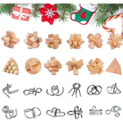 Adventskalender 2024 Knobelspiele Kinder Metall Holz Puzzle