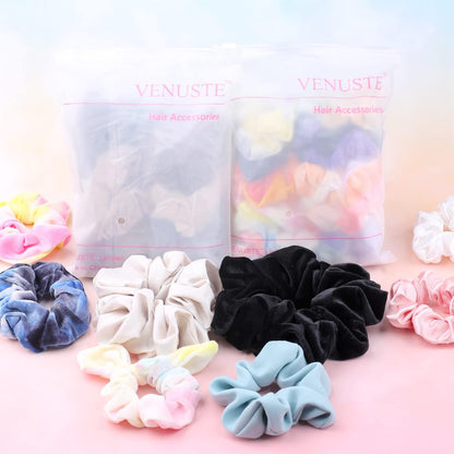 12er Set Samt Scrunchies Haargummis für Damen und Mädchen, Pastellfarben
