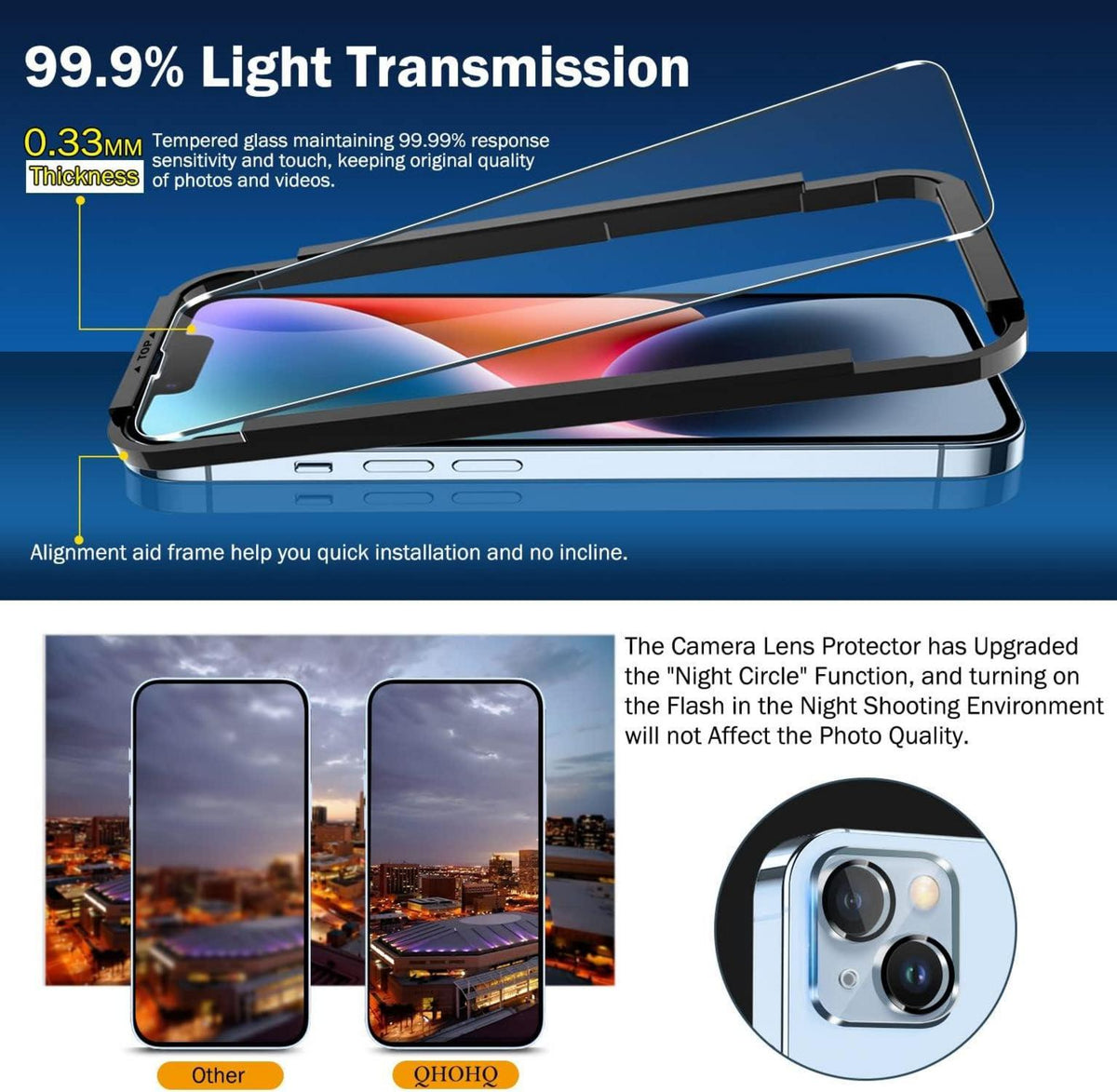 3 Stück Panzer Schutz Glas iPhone 14 13 Kameraschutz OCR AR