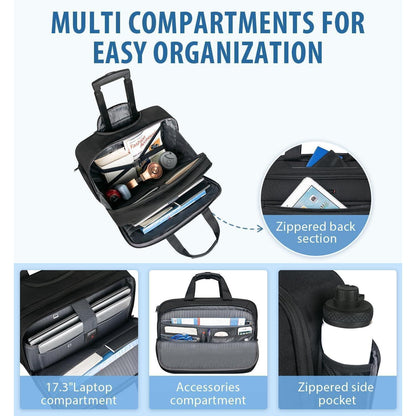 EMPSIGN Business Trolley Laptoptasche mit Rollen 17,3 Zoll