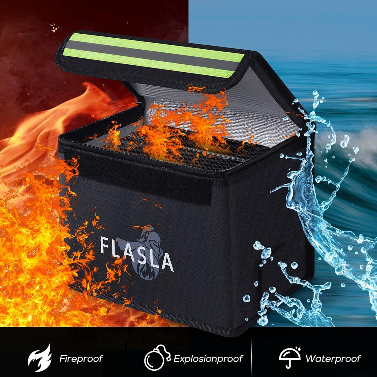 Feuerfeste LiPo Batterie Tasche mit reflektierendem Design - 22x17x15cm