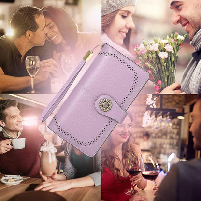 Geldbörse Damen Leder Groß RFID Damen Portmonee Lang Rosa