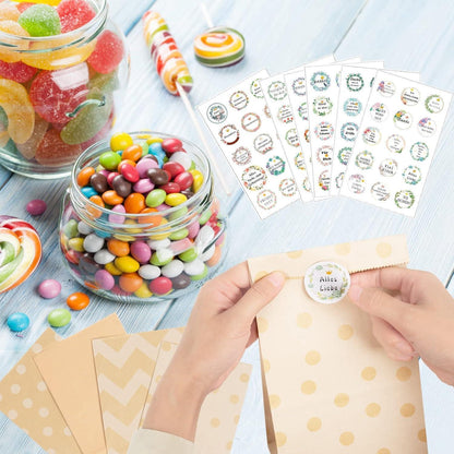 KASZOO Papiertüten Braun 40 Stück Kraftpapier Aufkleber 90
