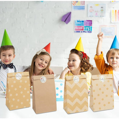 KASZOO Papiertüten Braun 40 Stück Kraftpapier Aufkleber 90