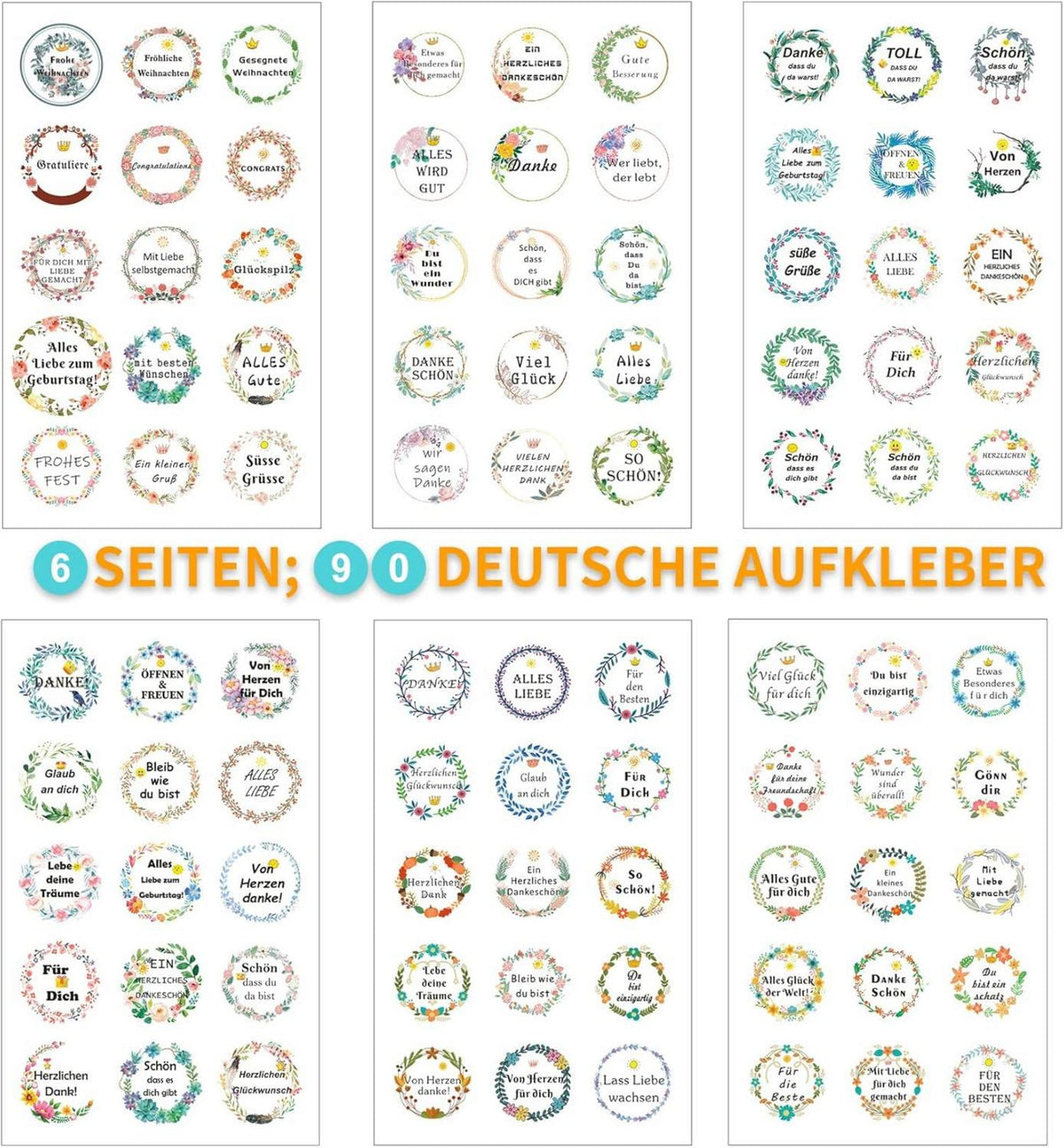 40x Kraftpapiertüten Braun mit 90 Aufklebern - Geschenktüten Papier