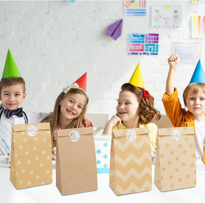 Kraftpapier Papiertüten Braun 40 Stück mit 90 Aufkleber Set