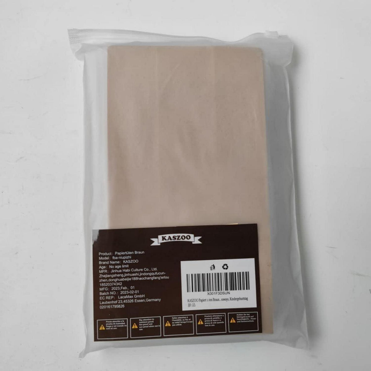 Kraftpapier Papiertüten Braun 40 Stück Aufkleber 90 Deutsch Eco-friendly 24x13x8cm